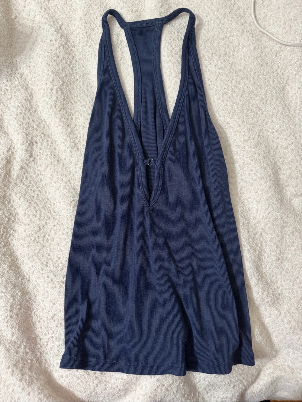 Plunge from tank top stretchy ribbed navy medium